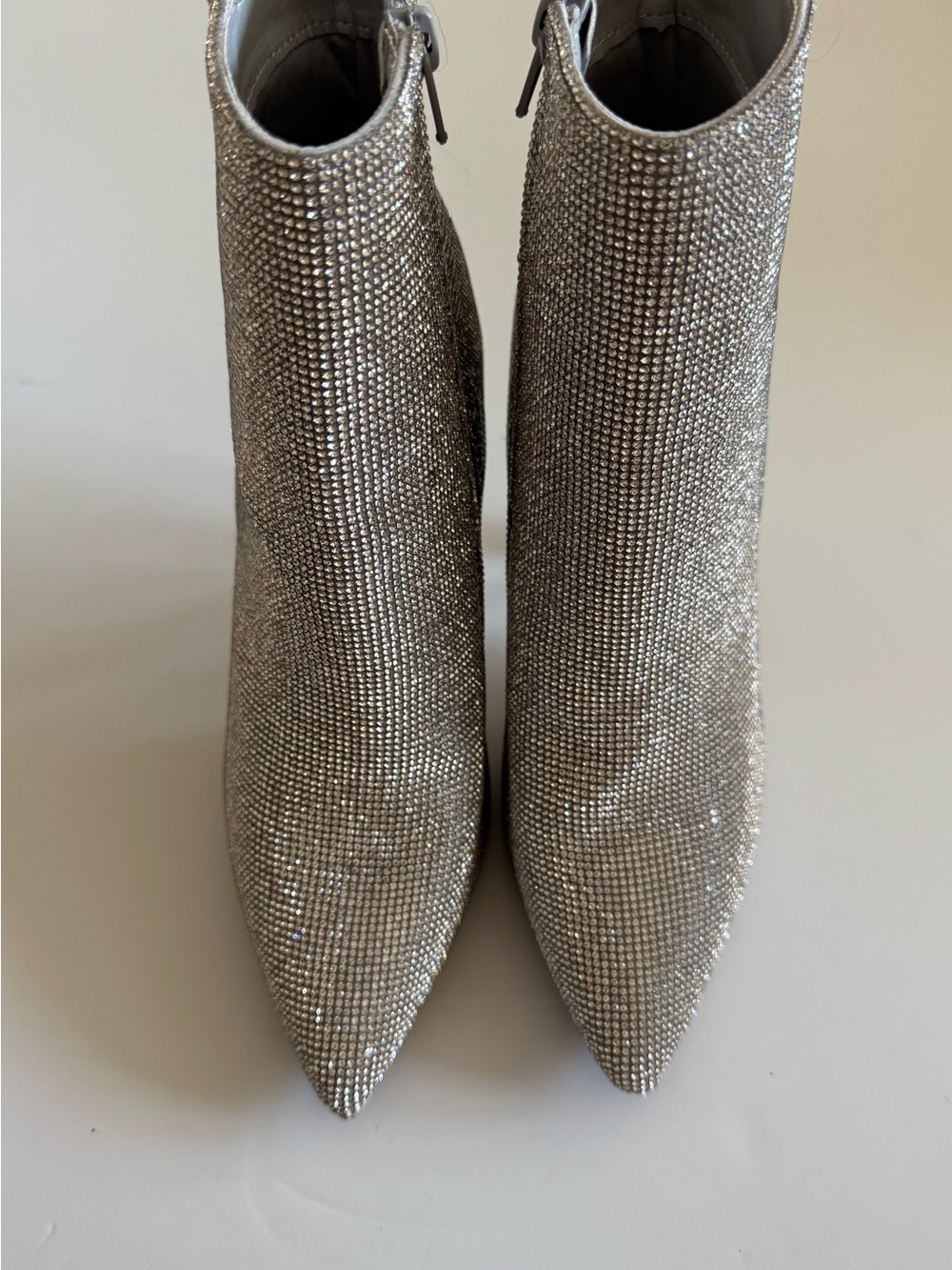 Women’s Silver Crystal Embellished Pointed Toe Ankle Boots
